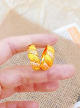 沙金饰品金店同款点钻拉丝麻花开口戒指女轻奢小众高级感设计指环