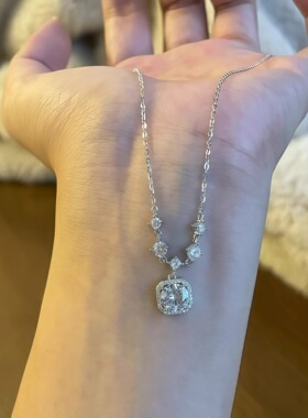 一件代发s999纯银胖东来方糖项链女式轻奢高级感新款毛衣链情人节