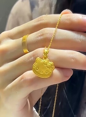 可爱凯蒂猫吊坠项链女甜美简约个性小众设计感古法气质百搭锁骨链
