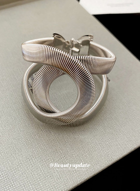 欧美金属纹路扭曲缠绕手镯小众
