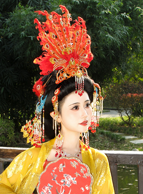 【霜翎阁】西游记女儿国衍生壁画发全套装红凤凰冠簪子汉服配饰品
