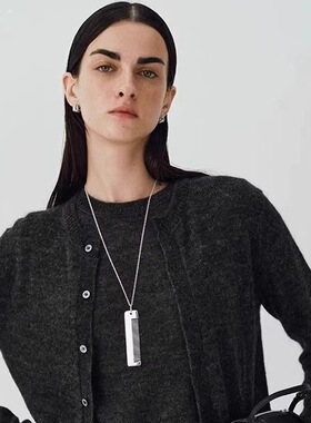 ins博主向日葵欧尼网红爆款时尚配饰银色梳子皮绳毛衣链长款项链