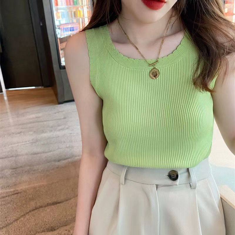 背心女夏外穿宽肩带内搭冰丝吊带设计感小众无袖T恤针织打底上衣,淘宝优惠券,粉丝福利购,淘宝优惠卷