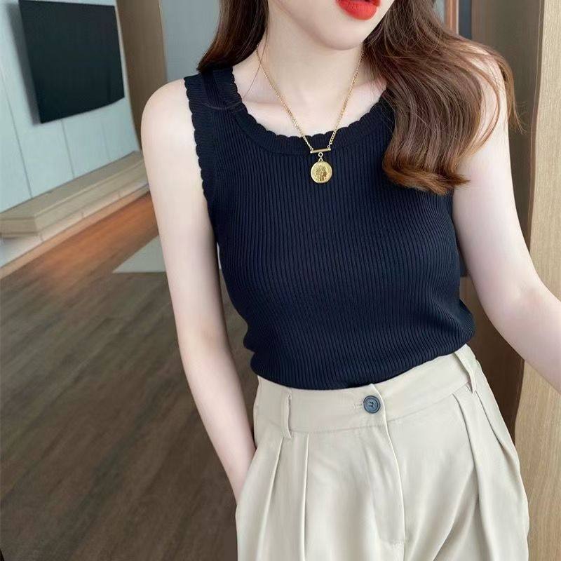 背心女夏外穿宽肩带内搭冰丝吊带设计感小众无袖T恤针织打底上衣,淘宝优惠券,粉丝福利购,淘宝优惠卷