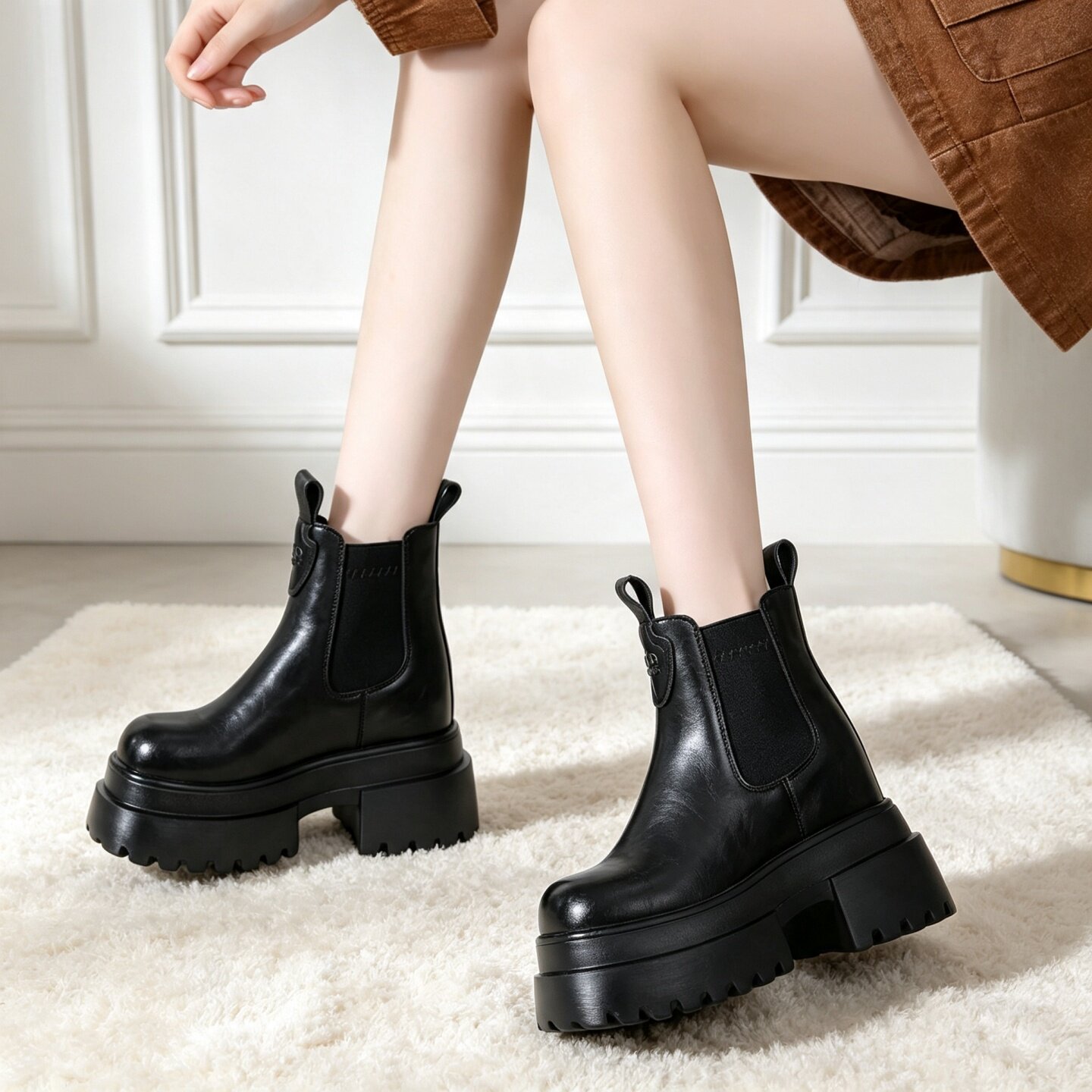 10CM thick sole inner heightening Chelsea boots for women short boots for women