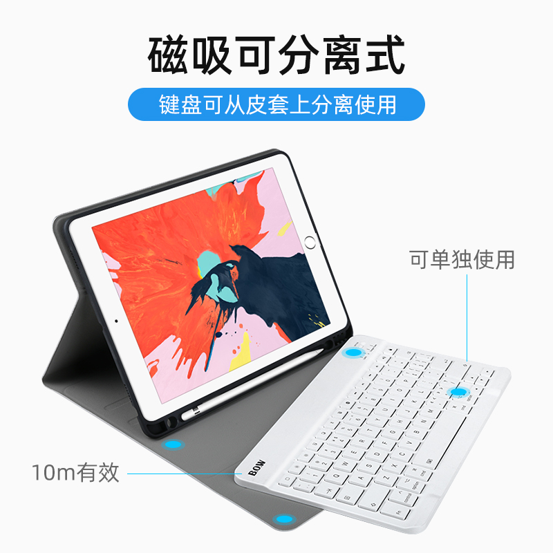 BOW 2020新ipad air3蓝牙键盘鼠标保护套mini5/4皮套带笔槽2019ipad平板pro9.7/10.5/10.2键鼠套装苹果7代 - 图2