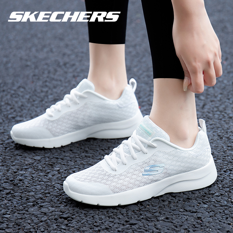 skechers斯凯奇女跑步鞋小白鞋透气网面运动鞋官方旗舰夏季休闲鞋