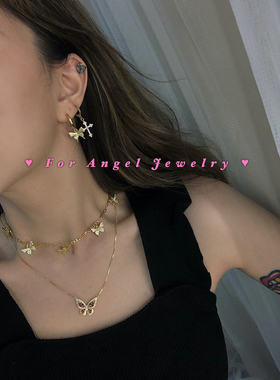 独家欧美INS少女镀金蝴蝶锁骨链