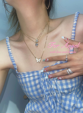 蓝色粉色爱心锆石甜妹开口调节