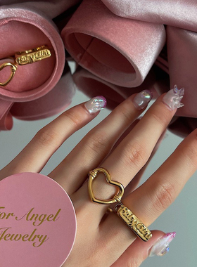 欧美风辣妹爱心钛钢镀金戒指新品
