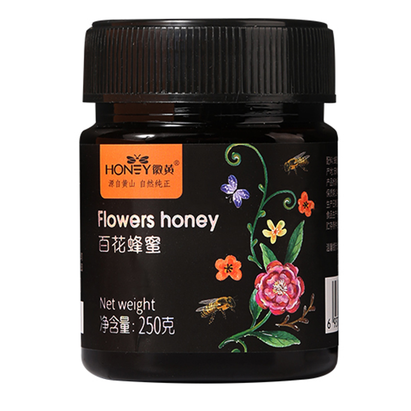 徽黄食品旗舰店第二件5元  徽黄 蜂蜜高山纯正土蜂蜜天然农家自产百花蜜250g3