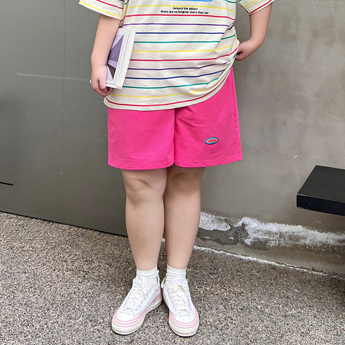 YUZI鱼子休闲百搭短裤子大码女装微胖mm妹显瘦遮肉200斤显白日系 - 图0