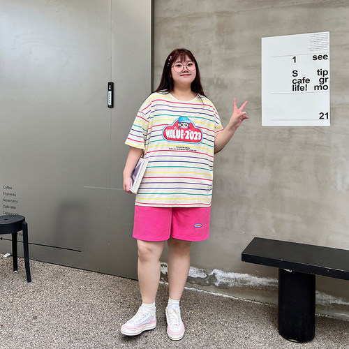 YUZI鱼子休闲百搭短裤子大码女装微胖mm妹显瘦遮肉200斤显白日系 - 图2