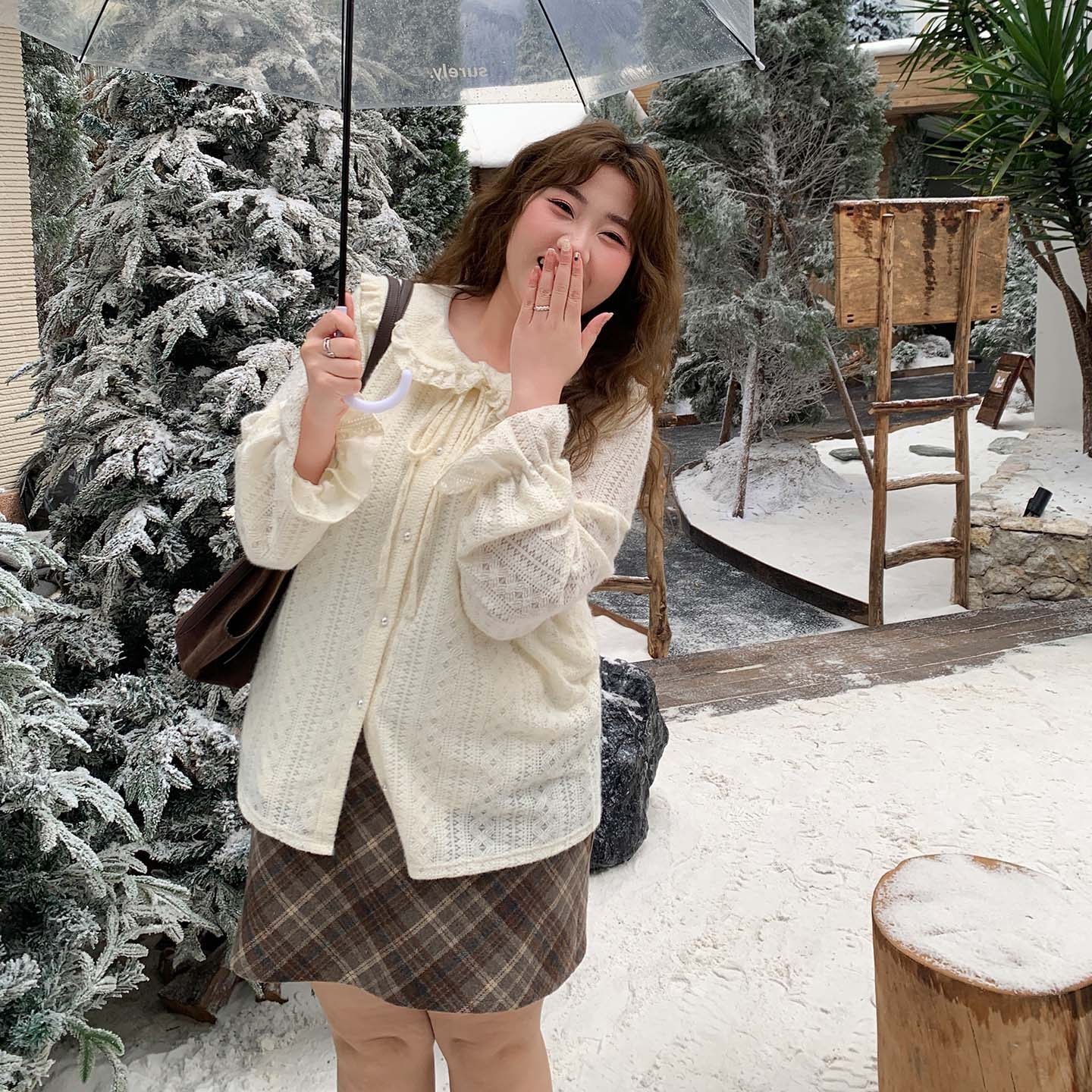 YUZI鱼子蕾丝针织开衫甜美娃娃领长袖宽松蝴蝶结内搭上衣大码女装,淘宝优惠券,粉丝福利购,淘宝优惠卷