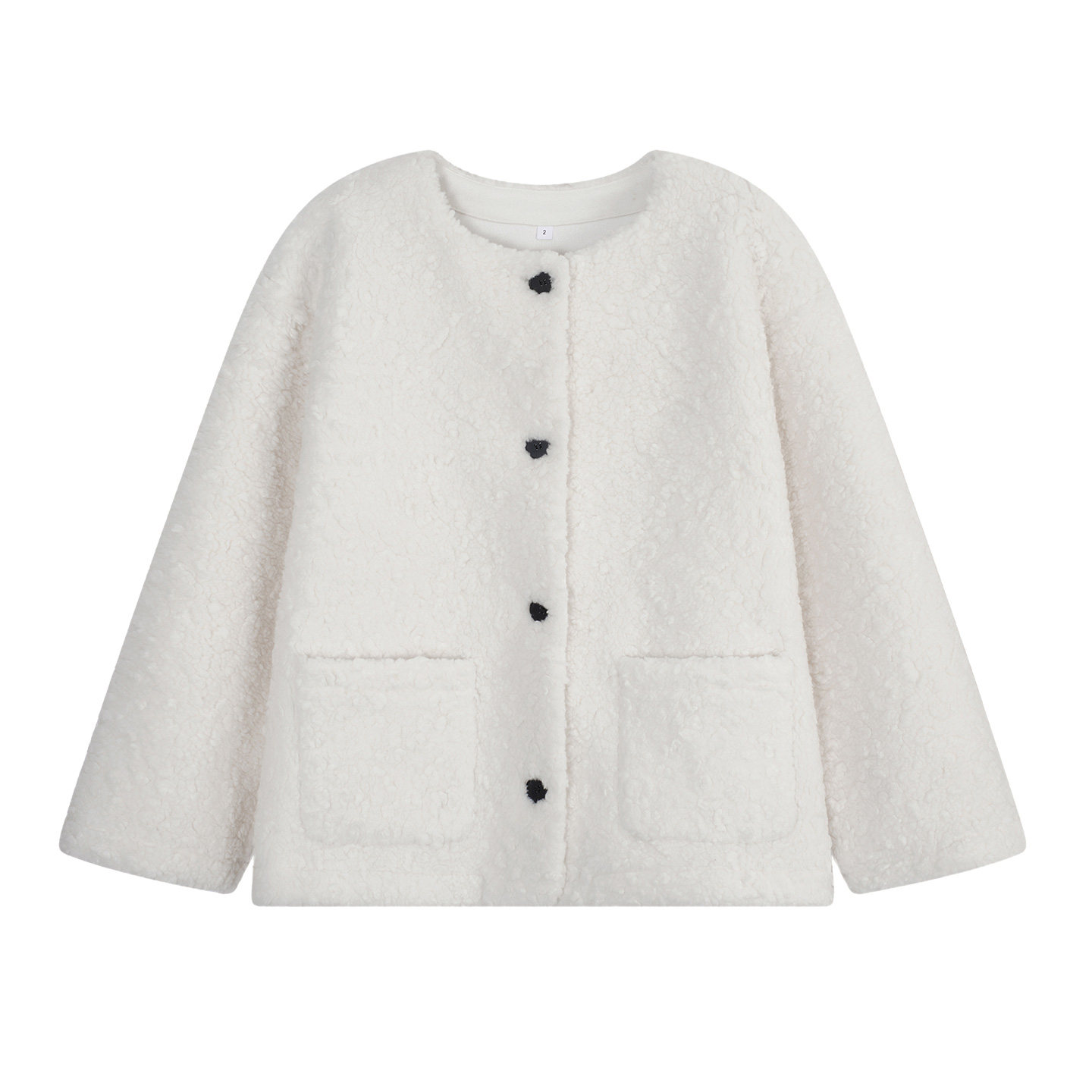 YUZI鱼子小香风羊羔毛奶白外套秋冬新款百搭宽松纽扣开衫大码女装,淘宝优惠券,粉丝福利购,淘宝优惠卷