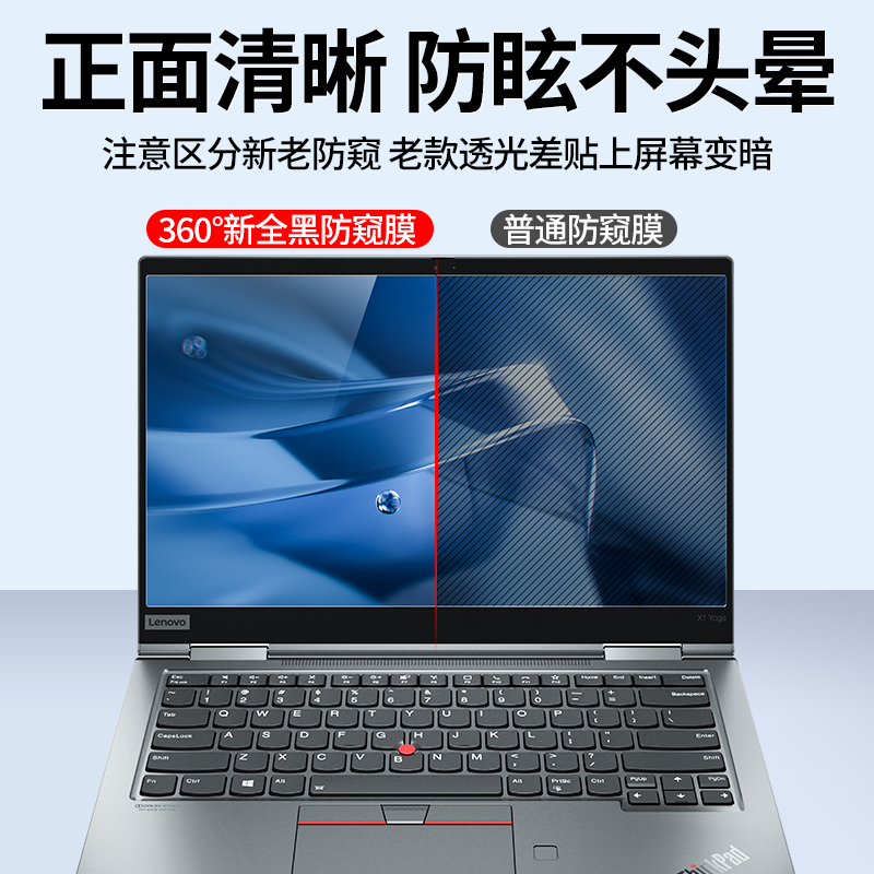 适用thinkpad电脑防窥膜X13/L13/T14/E14/L14/E480/E490/上下左右360度防偷窥carbon笔记本屏幕隐私保护贴膜 - 图2