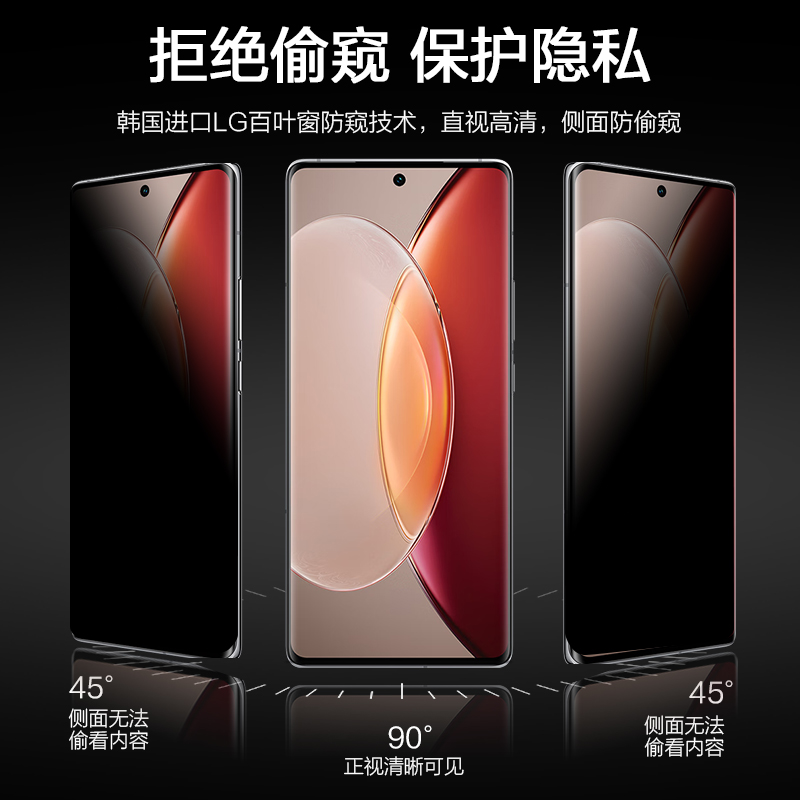 vivox90钢化膜vivox60x70x80x90pro手机膜适用vivo防窥全屏x80pro曲面全包por+曲屏全覆盖vivox防偷窥十贴膜-图2