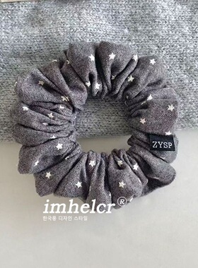 Chunygh自制复古秋冬针织磨毛面料星星印花小肠发圈简约基础发饰