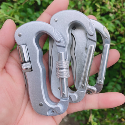 户外EDC多功能登山扣小刀带LED灯改锥锯子开瓶器随身挂扣钥匙扣 - 图0