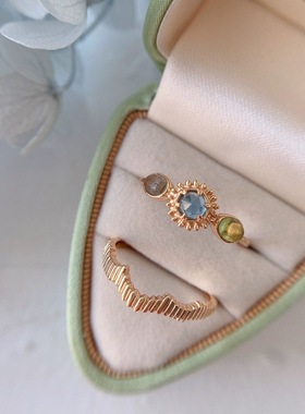 女纯银日系蔚蓝花朵戒指