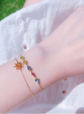 天然耳钉蝶恋花纯银日系彩宝女