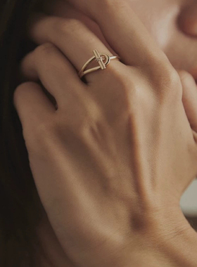 线条设计感纯银镀金戒指