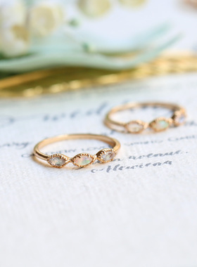 女纯银日系蓝月光戒指