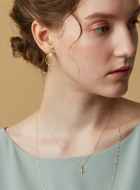 纯银纯银女迷你十字架项链