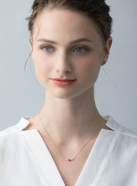 神秘爱心红宝石弧度纯银戒指项链