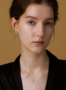 锆石纯银女玫瑰花刺项链