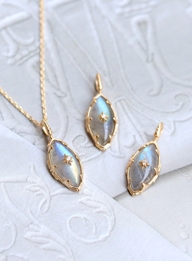 拉长石纯银女梦幻夜空星光项链