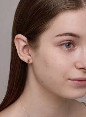 石榴石画框戒指纯银夕阳火红日系