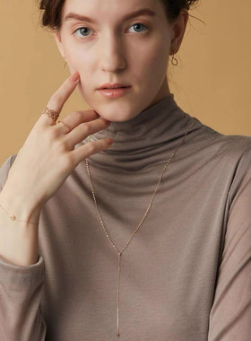 水波纹十字链珍珠链纯银项链