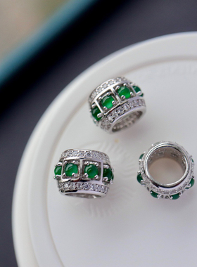 天然缅甸翡翠A货玉石时来运转珠套链银镶韩式原创吊坠带证书礼盒