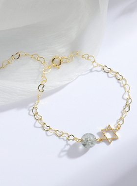 天然绿幽灵手链小众风幸运绿水晶