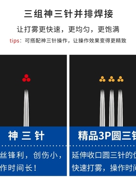 3P收口圆三针纹绣打雾针收口神三针手工雾眉针半永久纹眉针易上色