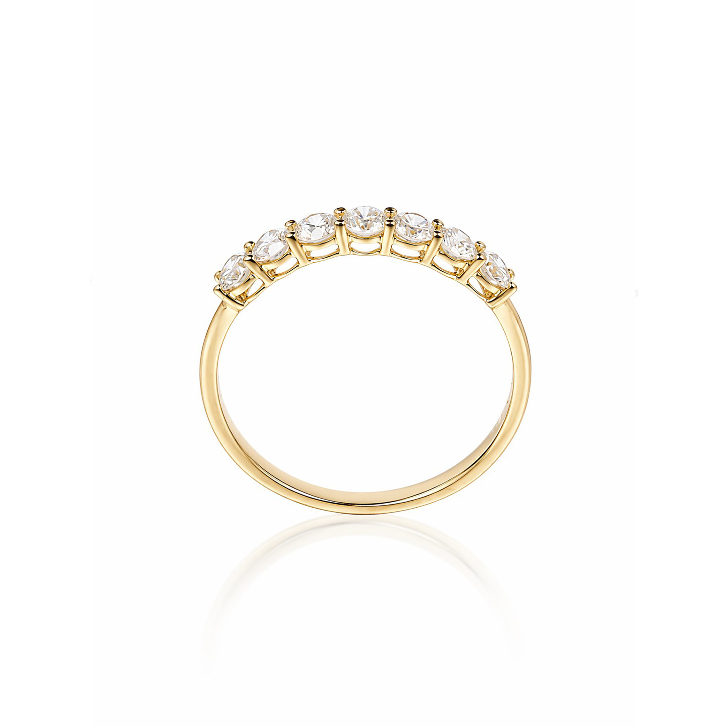 Seven Princess Diamond Ring 18K Gold Cultivated Diamond Stacked Wear