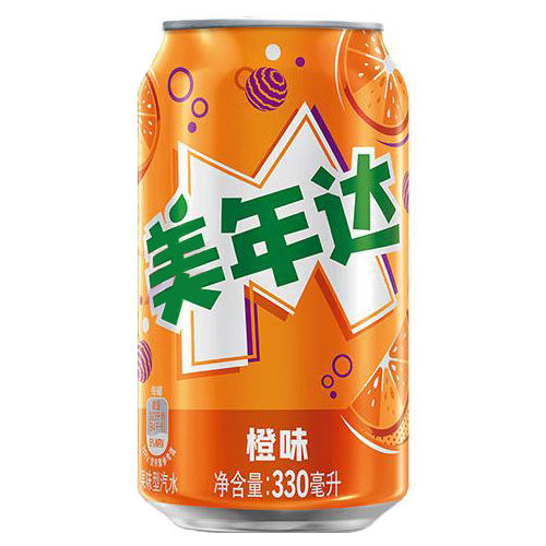 美年达橙味汽水330ml*6罐装百事可乐七喜易拉罐碳酸饮料整箱装 - 图3