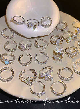 蝴蝶结微镶锆石高档食指戒网红