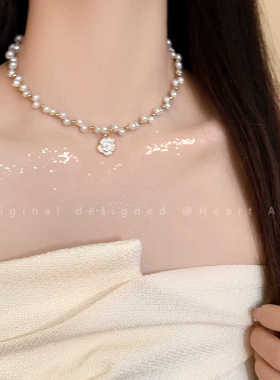 夏天优雅山茶花轻奢显瘦锁骨链