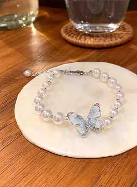 碎冰蓝蝴蝶手串精致女