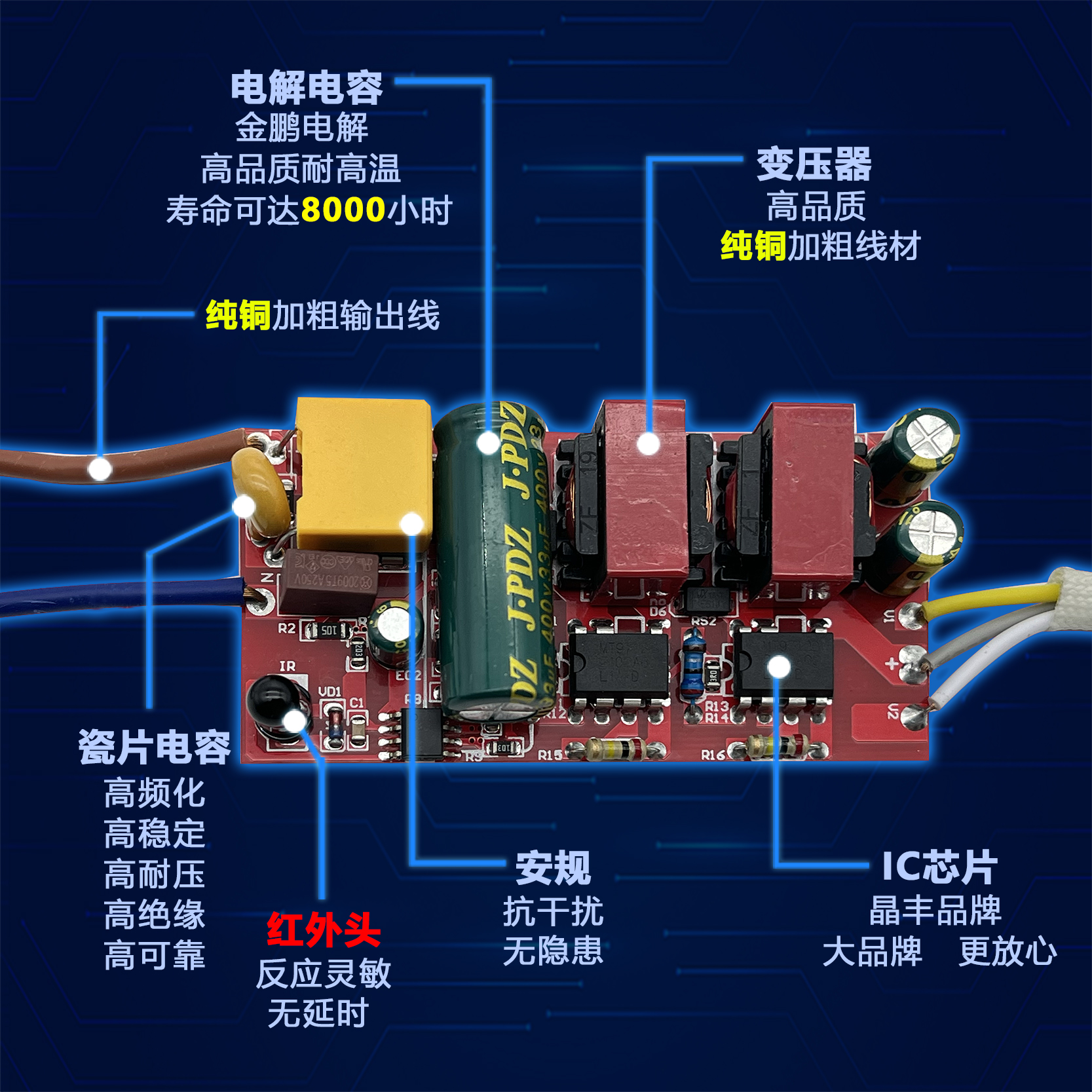 LED万能红外遥控无极调光驱动器三色吸顶灯driver通用恒流镇流器 - 图0