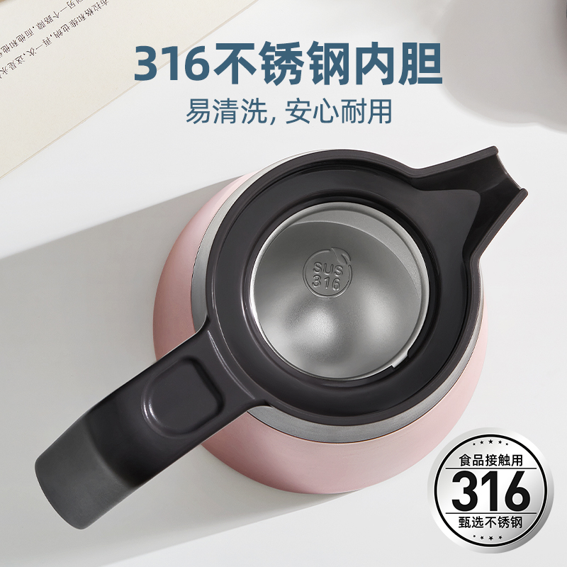 日本泰福高316不锈钢保温壶家用热水瓶保温瓶大容量办公暖水壶2升-图1