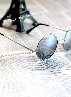 复古圆形墨镜金属镜男女士太阳眼镜亲子款小圆框架结婚伴郎道具