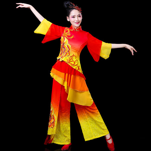 灯笼舞秧歌服新款成人扇子舞蹈服装民族广场舞套装古典舞演出服女 - 图1
