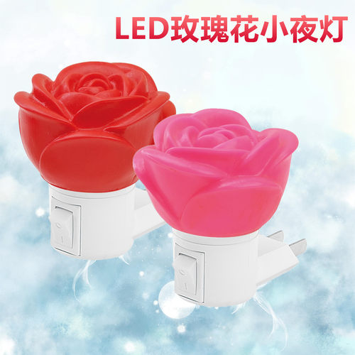 玫瑰花灯红色小夜灯带开关婚房喜庆起夜灯壁灯荷花入宅情趣氛围 - 图2