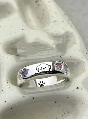 猫记小猫小狗情侣对戒指轻奢小众设计戒指不可调节