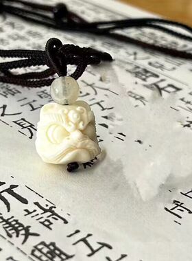 小红书同款醒狮吊坠银曜石醒狮锁骨链小众高级项链国风潮款百搭女