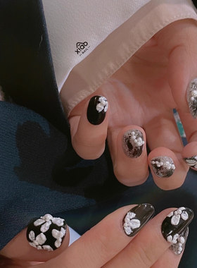 XIAO A NAIL白色平底珍珠美甲饰品不掉皮丝绸搭配指甲diy贴片