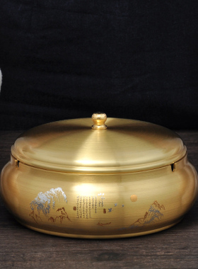 黄铜带盖密封家用办公室烟灰缸